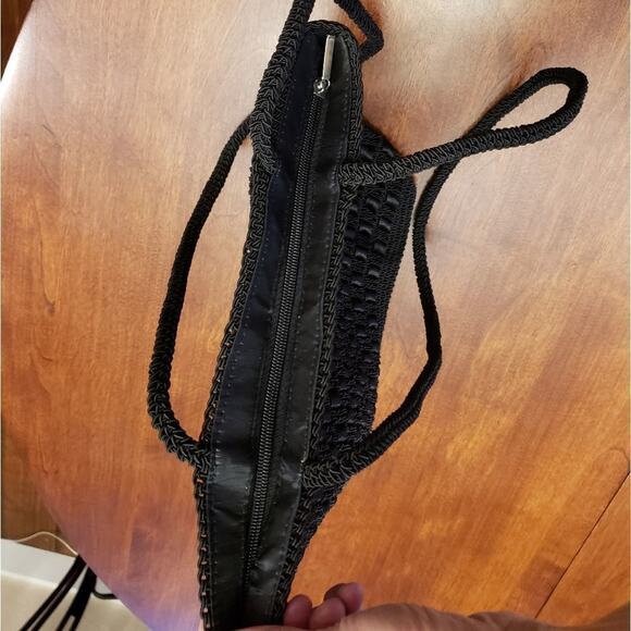 BOHO Black braid and ribbon evening or special‎ occasion shoulder bag vintage - Picture 9 of 10